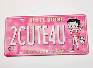 Vintage Betty Boop 2CUTE4U Pink Metal Decorative License Plate